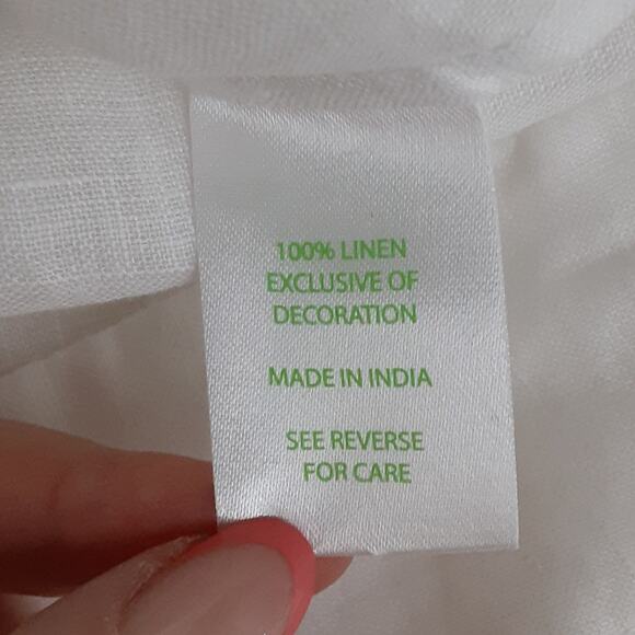 Lilly Pulitzer 100% Linen Tunic Beach Cover Up Beaded White Shift Dress M - Picture 8 of 13